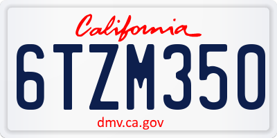 CA license plate 6TZM350