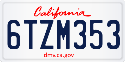 CA license plate 6TZM353