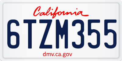 CA license plate 6TZM355