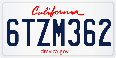 CA license plate 6TZM362
