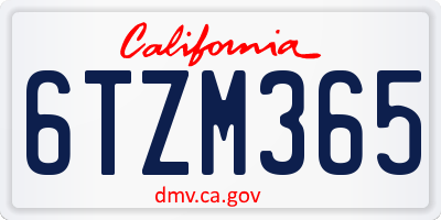 CA license plate 6TZM365