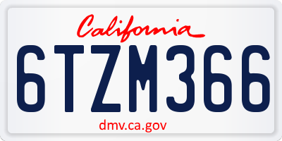 CA license plate 6TZM366