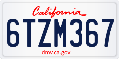 CA license plate 6TZM367
