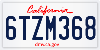 CA license plate 6TZM368