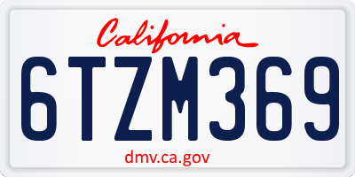 CA license plate 6TZM369