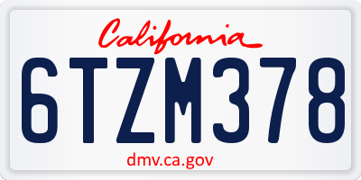 CA license plate 6TZM378