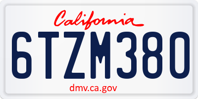 CA license plate 6TZM380
