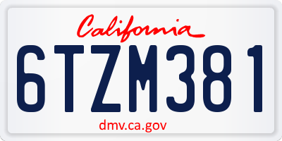 CA license plate 6TZM381