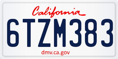 CA license plate 6TZM383