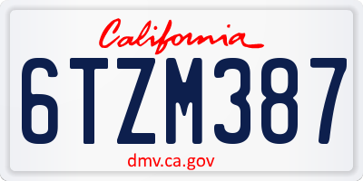 CA license plate 6TZM387