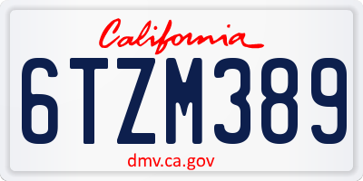 CA license plate 6TZM389