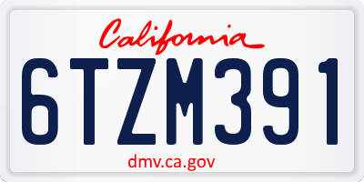 CA license plate 6TZM391