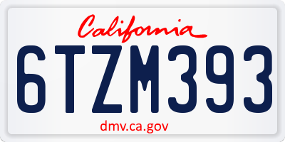 CA license plate 6TZM393