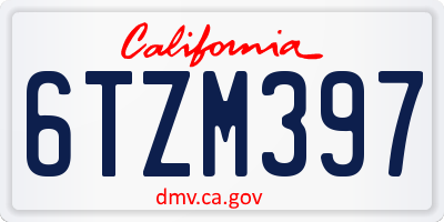 CA license plate 6TZM397