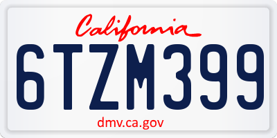 CA license plate 6TZM399