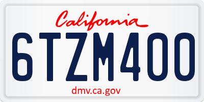 CA license plate 6TZM400