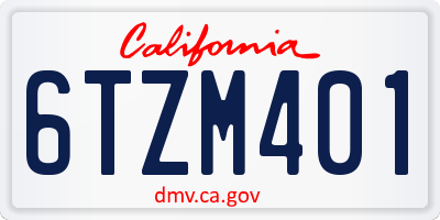 CA license plate 6TZM401