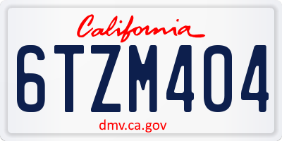 CA license plate 6TZM404