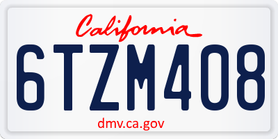 CA license plate 6TZM408