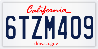 CA license plate 6TZM409