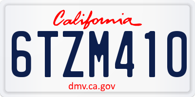 CA license plate 6TZM410