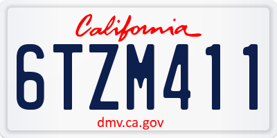 CA license plate 6TZM411