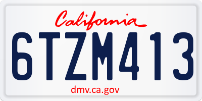 CA license plate 6TZM413