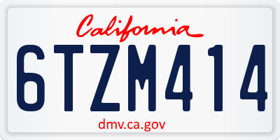 CA license plate 6TZM414