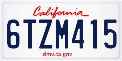 CA license plate 6TZM415