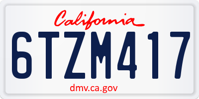 CA license plate 6TZM417