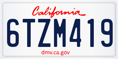 CA license plate 6TZM419