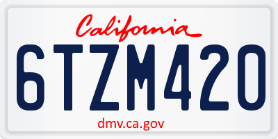 CA license plate 6TZM420