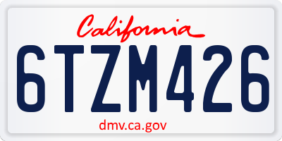 CA license plate 6TZM426