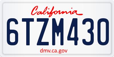 CA license plate 6TZM430