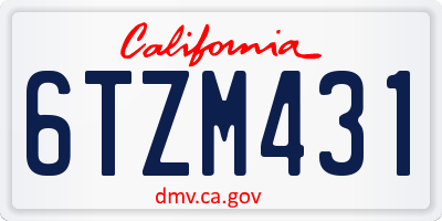 CA license plate 6TZM431