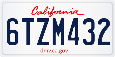 CA license plate 6TZM432