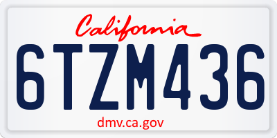 CA license plate 6TZM436