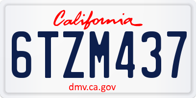 CA license plate 6TZM437