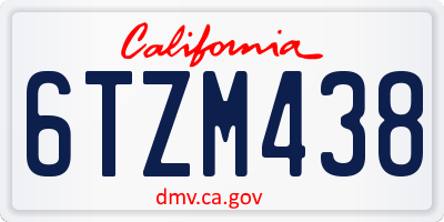CA license plate 6TZM438