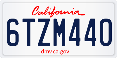 CA license plate 6TZM440