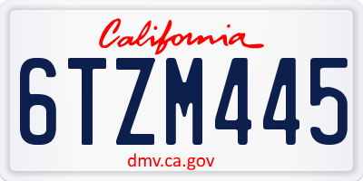 CA license plate 6TZM445