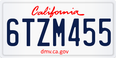 CA license plate 6TZM455