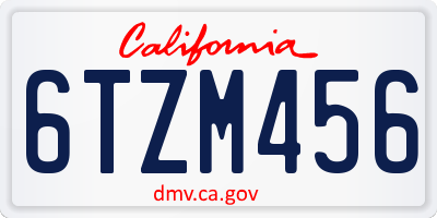 CA license plate 6TZM456