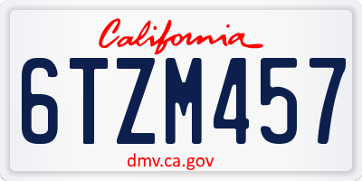 CA license plate 6TZM457