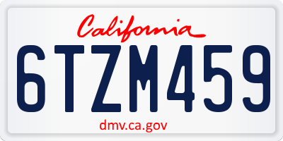 CA license plate 6TZM459