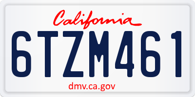 CA license plate 6TZM461