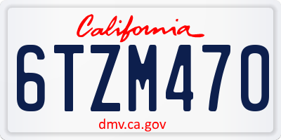 CA license plate 6TZM470