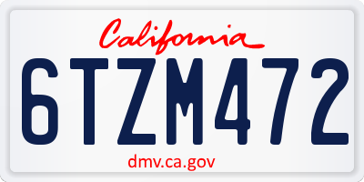 CA license plate 6TZM472