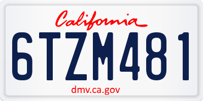 CA license plate 6TZM481