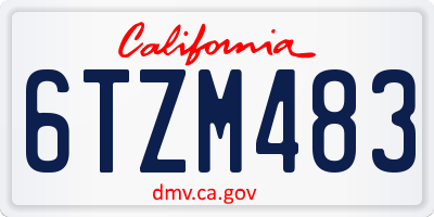 CA license plate 6TZM483